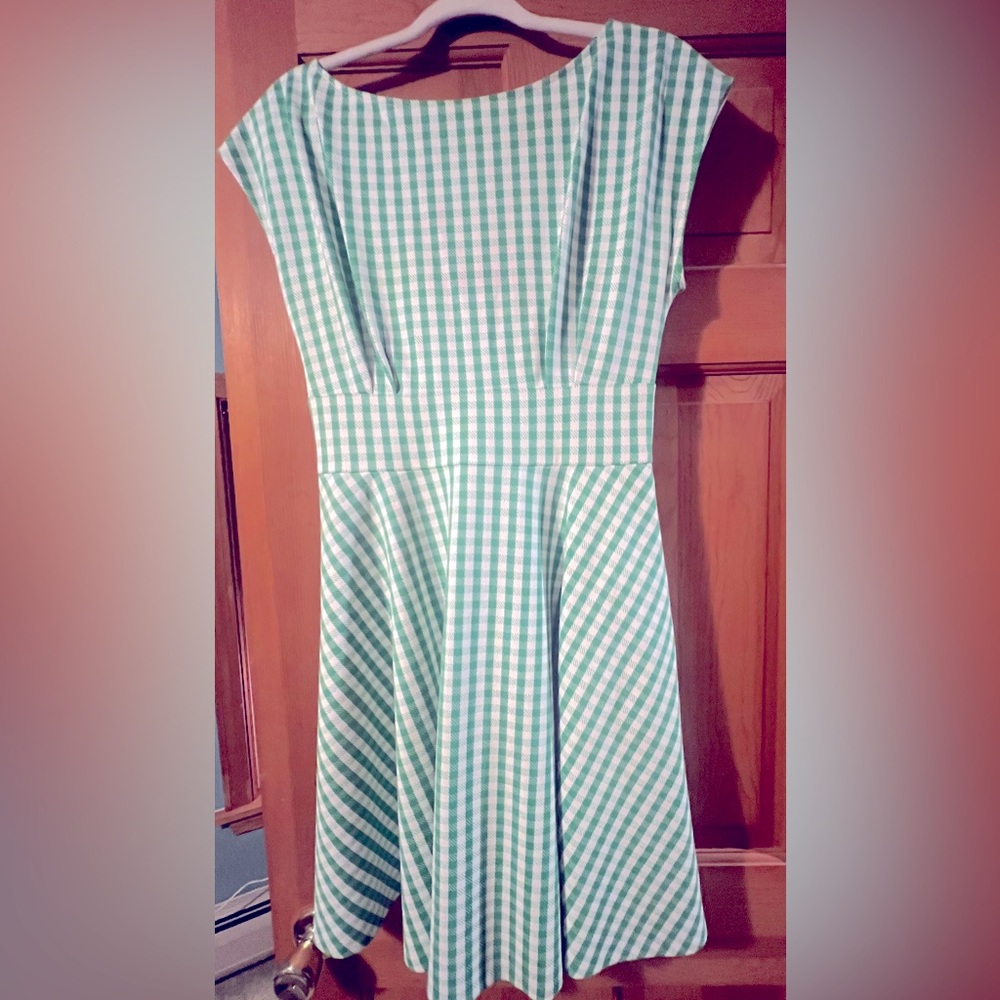 Gingham Gal!  Kate Spade green & white short sleeve dress, knee length, M